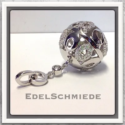 Produktbild von Edelschmiede925 große Kugel als Anhänger 925 Silber mit Zirkonias