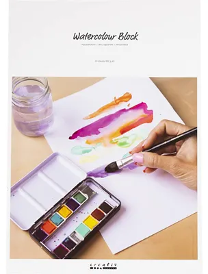 Imagen del producto de Creativ Company, bloc de papel para acuarela, tamaño A3, 180 g, color blanco, 20 hojas, ideal para pintura
