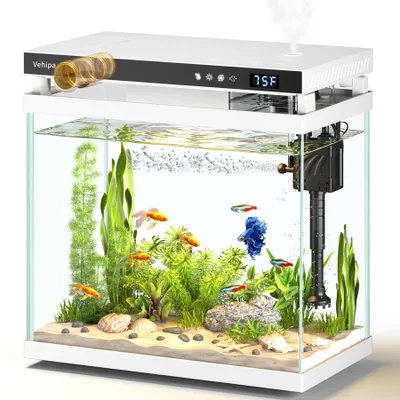 Aquarium 8 l Komplettset, Weiß, mit Pumpe und Zubehör