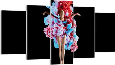 Produktbild von Bild auf Leinwand - Leinwandbild - 5 Teile - Mädchen bunt Rauch - 160x85cm - Wand Bild - Wanddeko - Wandbilder - Leinwanddruck - Bilder - Wanddekoration - Leinwand bilder - Wandbild - EA160x85-4505