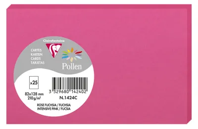 Zdjęcie produktu dla Clairefontaine Pollen karty fuksja 82x128 mm opakowanie 25 sztuk
