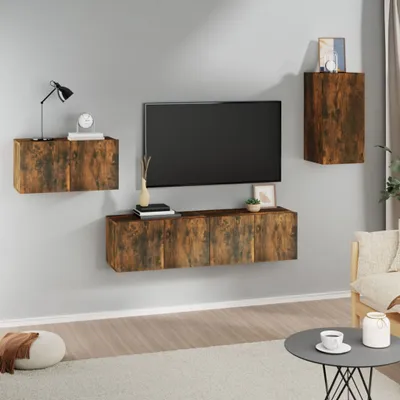 Produktbild von The Living Store 4-tlg. TV-Schrank-Set Räuchereiche Holzwerkstoff