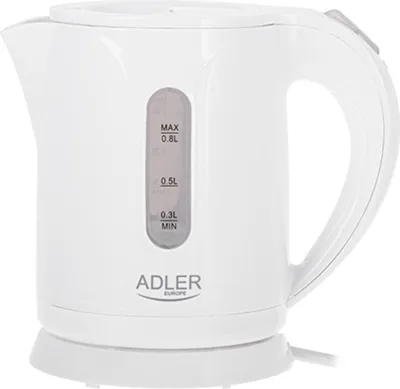 Zdjęcie produktu dla Adler | Czajnik | AD 1371w | Elektryczny | 850 W | 0,8 L | Stal nierdzewna/Polipropylen | Podstawa obrotowa 360° | Biały