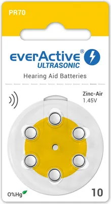Obrázek produktu pro everActive Ultrasonic 1,45 V Náhradní baterie do naslouchadel, velikost 10, 6ks