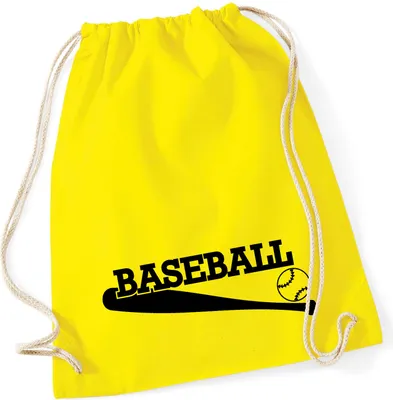 Produktbild von Huuraa Turnbeutel Baseball Baseballschläger 12 Liter Yellow Baumwolle Rucksack Geschenkidee