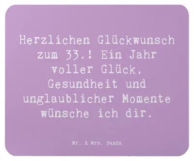 Produktbild von Mr. & Mrs. Panda Mauspad Spruch 33. Geburtstag Wünsche - Lavendeltraum - Geschenk, mousematte, Herzlichen Glückwunsch zum, Feier mit Stil, Happy Birthday, Mouse Pad, pc