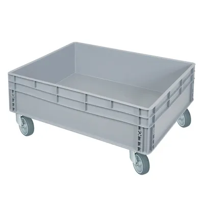 Produktbild von Eurobehälter mit 4 Lenkrollen, LxBxH 800 x 600 x 345 mm, mit 2 Griffleisten, grau