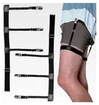 Produktbild von Hemdhalter für Herren mit rutschfesten Clips, elastisch, verstellbar, schwarz, 1 Paar
