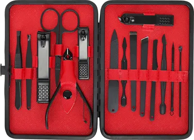 Zdjęcie produktu dla Zestaw do manicure 15-częściowy Nożyczki do paznokci Obcinacz do paznokci Pilnik do skórek Etui ze stali wolframowej 23232
