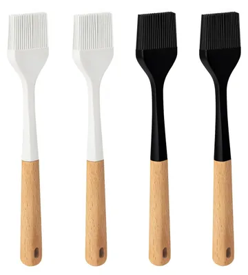 Immagine prodotto di Omgoods - Set di 4 spazzole per la pulizia con setole in silicone e manico in legno