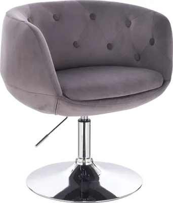Produktbild von SVITA PANAMA Loungestuhl Cocktailsessel Grau Samt-Optik Drehfuß