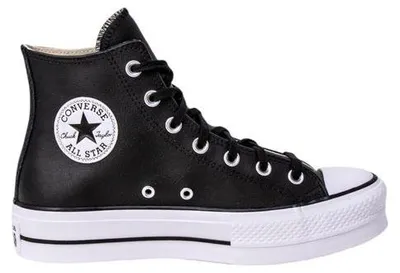 Produktbild von Converse Chuck Taylor All Star Lift Hi Frauen Schnürung Leder Plattform Turnschuhe Schwarz Weiß – undefined / Schwarz Weiß