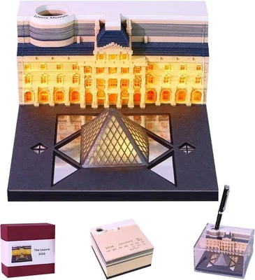 Produktbild von Mini Kalender 2026 - Mini Bürokalender - Scheurkalender 2026 - 3D Kunstkalender - Memo - Tageskalender - Mit Lichtern - 3D- Dekoration - für Thanksgiving - Geburtstag - Valentinstag - Papier-Skulptur Notizen - 8,8*8,8*4,8cm