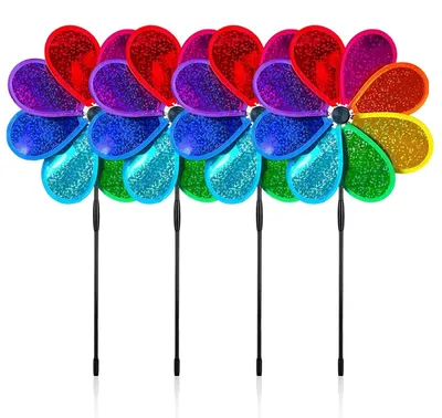 Productafbeelding van Windmolen Tuin Decoratie - 30 cm Regenboog Sequins - 71 cm Hoogte