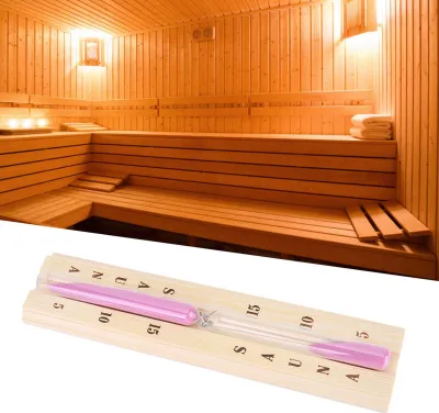 Productafbeelding van Sauna-accessoires: 15-minuten houten zandloperklok voor sauna, spa of wellnessruimte