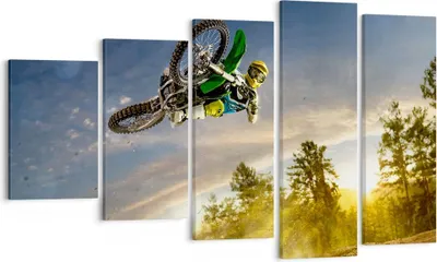Produktbild von Bild auf Leinwand - Leinwandbild - Motorrad Extrem Spaß Wettbewerbe - 100x60cm - Wand Bild - Wanddeko - Leinwanddruck - Bilder - Kunstdruck - Leinwand bilder - Wandkunst - EG100x60-2854