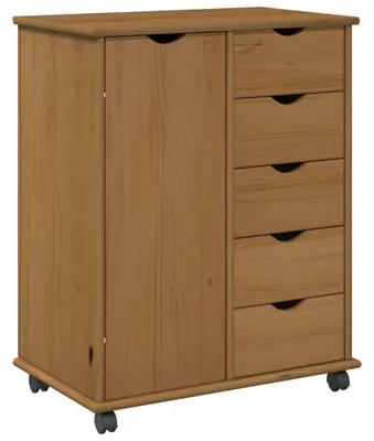 Immagine prodotto di vidaXL Armadio con rotelle Marrone miele 63,5 x 39 x 79 cm Legno massello di pino