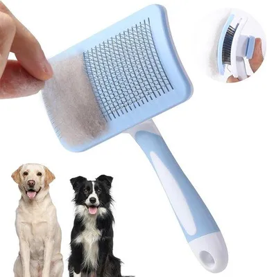 Produktbild von Famanu Haustierbürste selbstreinigend - für Hunde und Katzen, entfernt lose Haare und Unterwolle