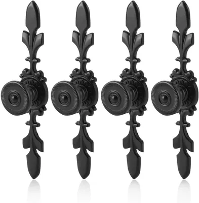 Immagine prodotto di Maniglie vintage, set di 4 pezzi, in alluminio, colore nero, per armadi e cassetti