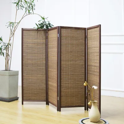 Bambus-Raumteiler, 4 Paneele, faltbar, braun, 120x156 cm