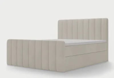 Produktbild von MYSEN Boxspringbett 180x200 Magic Plus mit Bettkästen mit Matratze (14 cm) mit Topper (4 cm) Komplett-Set Polsterbett Bonell H3 Beige