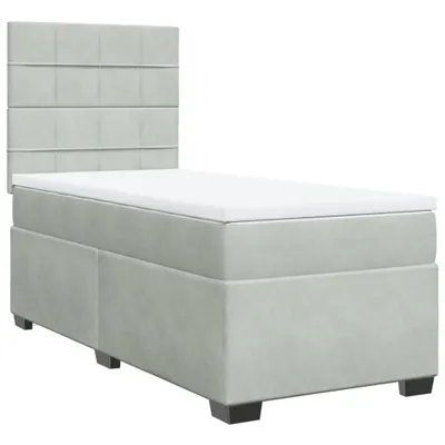Produktbild von Boxspringbett mit Matratze Hellgrau 90x200 cm Samt