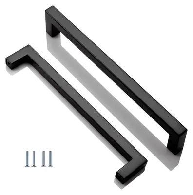 Produktbild von 2 Stück Küchenmöbelgriffe Schwarz Edelstahl Bohrlochabstand 320mm