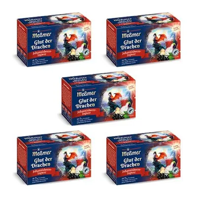 Produktbild von Meßmer Glut der Drachen | 5x Vorteilspaket | 90 Teebeutel | Früchtetee mit Ingwer und schwarze Johannisbeeren-Aroma