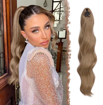 Produktbild von Haarverlängerung Pferdeschwanz gewellt 50,8 cm Kunsthaar Hellbraun/Naturblond