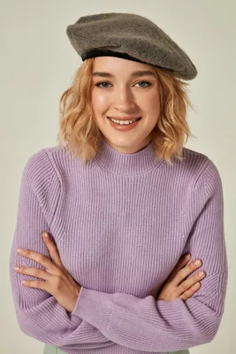 Produktbild von Damen Mütze Beanie Strickmütze Grau Wintermütze Warme Winter Pudelmütze N-464