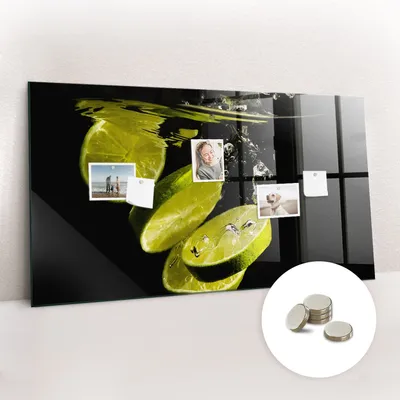Produktbild von Magnetische Wandtafel aus Glas – Memotafel mit gebogener Vorderseite – Enthält 5 Magnete – 120x60 cm – Marke: Lípy