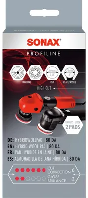 Produktbild von 6x SONAX PROFILINE HybridWollPad 80 | Packung (2 Stück)