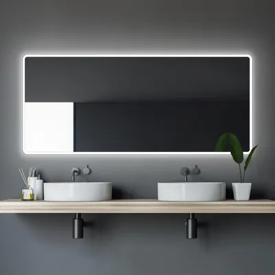 Produktbild von LED Badspiegel 160×70 cm, Aluminiumrahmen, Lichtfarbe neutralweiß, IP24