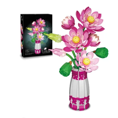 Produktbild von Lotus Blumenstrauß Baustein Set mit Kunstblumen für Erwachsene,710 Teile Blumen Bauspielzeugset, Botanical Kollektion Home Deko,Geschenk