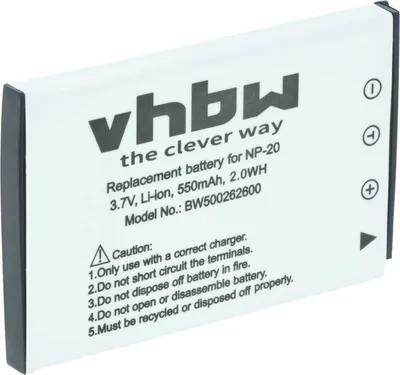 Produktbild von vhbw Akku Ersatz für Casio NP-20DBA, NP-20 für Kamera (550 mAh, 3,6 V, Li-Ion)
