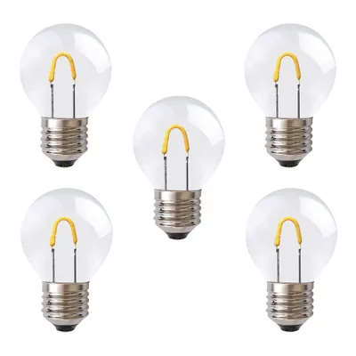 Image de 5 ampoules LED Curve Filament goutte 1 W = 10 W E27 transparent plastique résistant aux chocs blanc extra chaud 2400 K