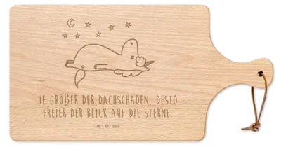 Produktbild von Mr. & Mrs. Panda Schneidebrett Einhorn Sternenhimmel - Transparent - Geschenk, Pizzabrett, Brett, Frühstücksbrett, Unicorn, Verrückt, Holzbrett, Einhörner, Brettchen