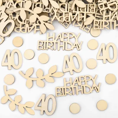 Produktbild von Holzkonfetti zum 40. Geburtstag – 100 Stück