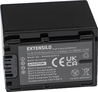Produktbild von EXTENSILO Akku kompatibel mit Sony DCR-SX41E, DCR-SX45, DCR-SX44E, DCR-SX45E, DCR-SX40E, DCR-SX34E, DCR-SX43E Kamera (2060 mAh, 7,4 V, Li-Ion)
