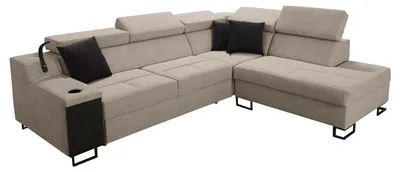 Produktbild von MIRJAN24 Ecksofa Alicante VII, Schlaffunktion und Bettkasten, Lampe mit USB-Anschluss, L-Form Polsterecke (Uttario Velvet 2979 + Uttario Velvet 2980, Seite: Rechts)