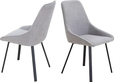 Produktbild von SalesFever Esszimmerstühle | 2er Set | Bezug Strukturstoff in Baumwolloptik | 4-Fuß-Gestell Metall | B 51 x T 47 x H 87 cm | grau – schwarz