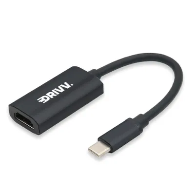 Produktbild von Drivv. USB-C-auf-HDMI-Adapter – unterstützt 4K 60 Hz – Typ C auf HDMI – Thunderbolt 3 – Schwarz