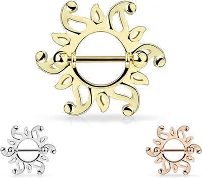 Produktbild von Brustwarzenpiercing Nippelpiercing „Tribal Sonne“ Nipple Shield Silber