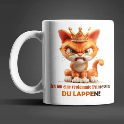 Produktbild von Katze Prinzessin witzige lustige Keramik Kaffeetasse Teetasse Tasse Geschenke