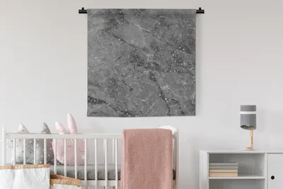 Produktbild von MuchoWow® Wandteppich Wandbehang Marmor - Grau - Weiß 90x90 cm Tapisserie Dekoration Wandtuch - Wandaufhänger