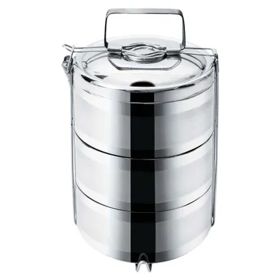 Obrázek produktu pro ORION Přenosné ocelové nádoby na potraviny Termo nádoby Nádobí na vaření 3 patra 3x1,1l