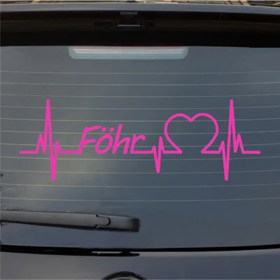 Produktbild von Heckscheibenaufkleber Föhr Herzschlag Puls Insel Nordsee Liebe 55x18 cm Pink Auto Aufkleber Sticker