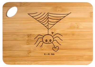 Produktbild von Mr. & Mrs. Panda Holzbrett Spinne Agathe Liebe - Transparent - Geschenk, Liebesbeweis, schneidunterlage, Schneidebrett, Verliebt, Hackbrett, Liebesgeschenk, Brett