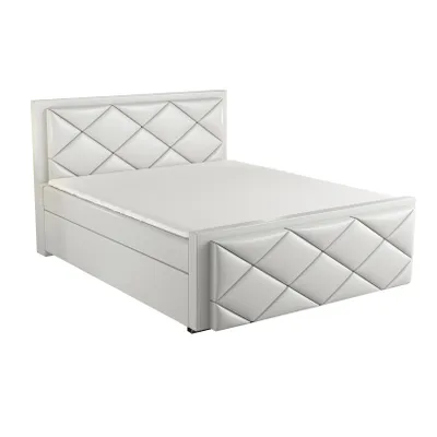 Produktbild von Boxspringbett SAXI 120x200 mit 2 Bettkästen, Bonell-Matratze und Topper. Farbe: Weib.