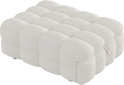 Produktbild von Polsterbett 2-in-1 Fusshocker Ausziehbares Schlafsofa Einzelbett Puffy-Bett Teddy-Stoff Beige 183x76x42 cm Schlafcouch Couchbett